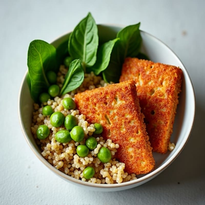 Crispy Tempeh and Quinoa Power Bowl with Edamame