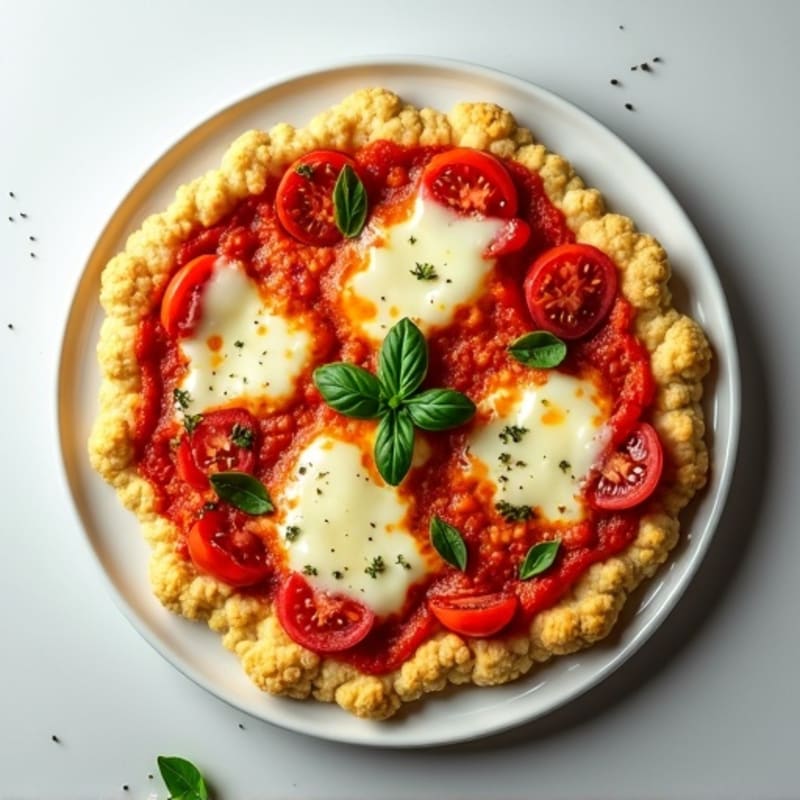 Cauliflower Crust Margherita Pizza with Fresh Basil