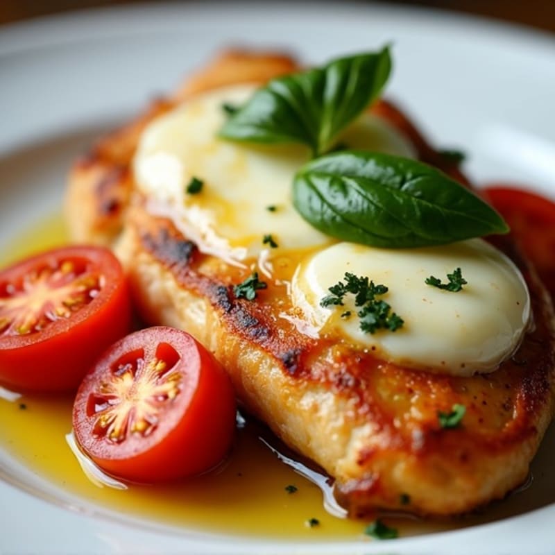 Baked Chicken with Fresh Tomato, Basil, and Melty Mozzarella