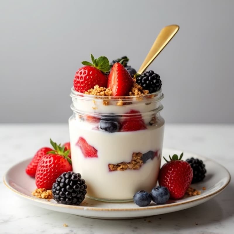 Greek Yogurt Protein Parfait with Mixed Berries