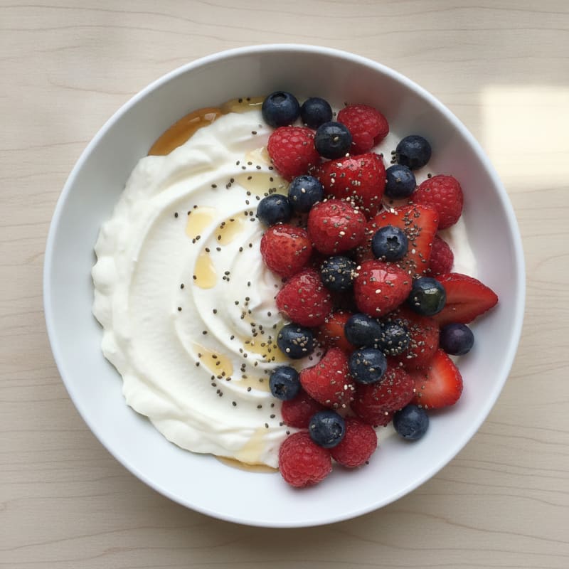 Silky Greek Yogurt Protein Pudding with Mixed Berries