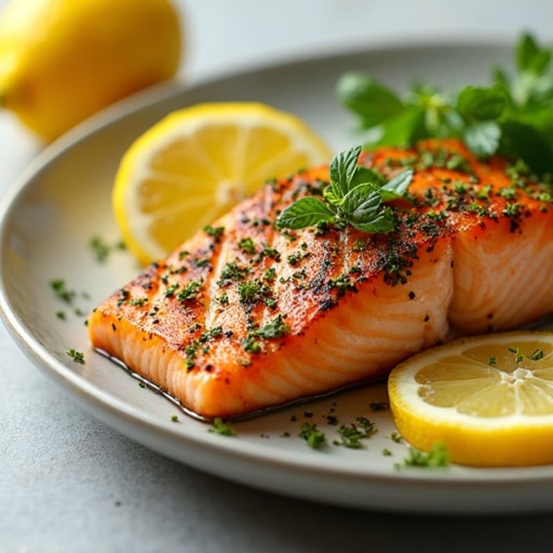 Herb-Crusted Pan Seared Salmon with Lemon