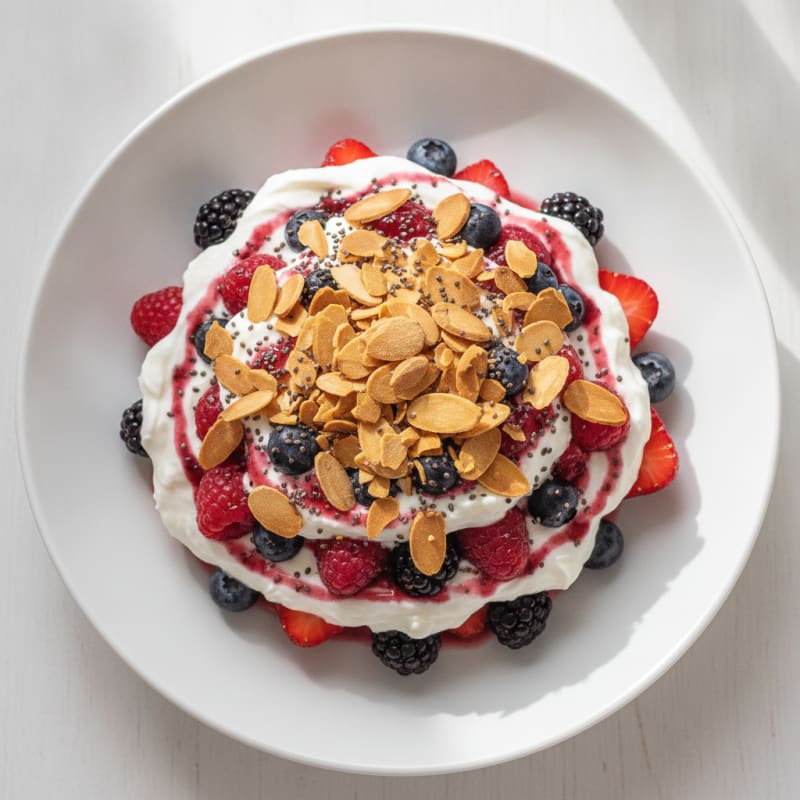 Greek Yogurt Protein Parfait with Mixed Berries