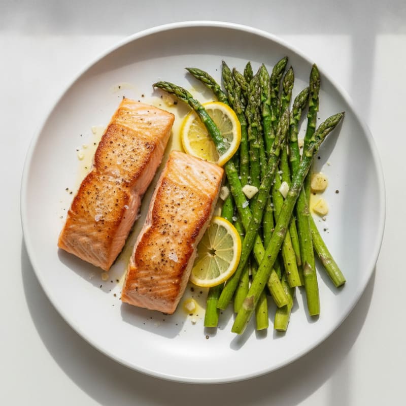 Pan-Seared Salmon with Roasted Asparagus