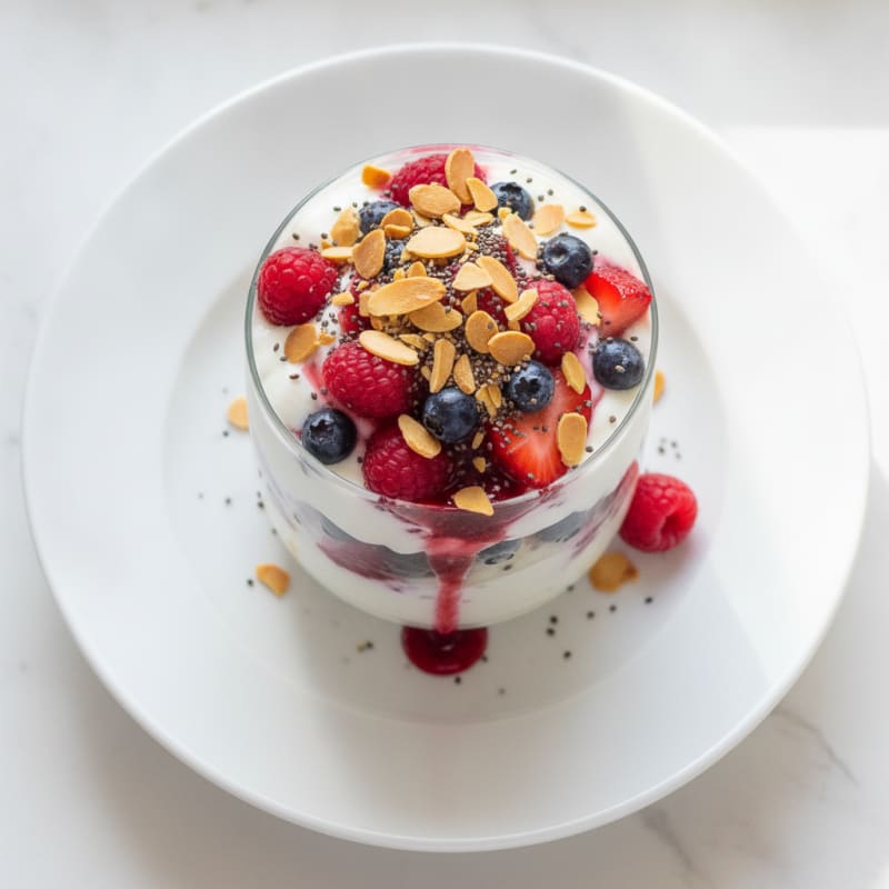 Greek Yogurt Protein Parfait with Berries and Almonds
