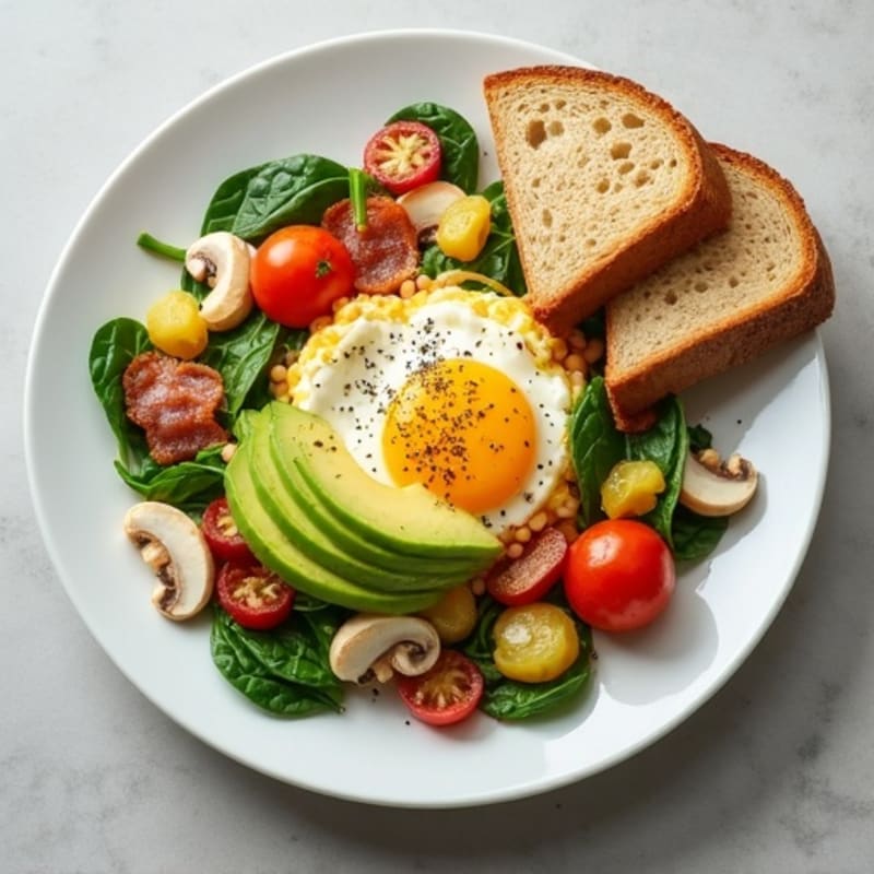 Egg White Scramble with Spinach and Turkey Bacon