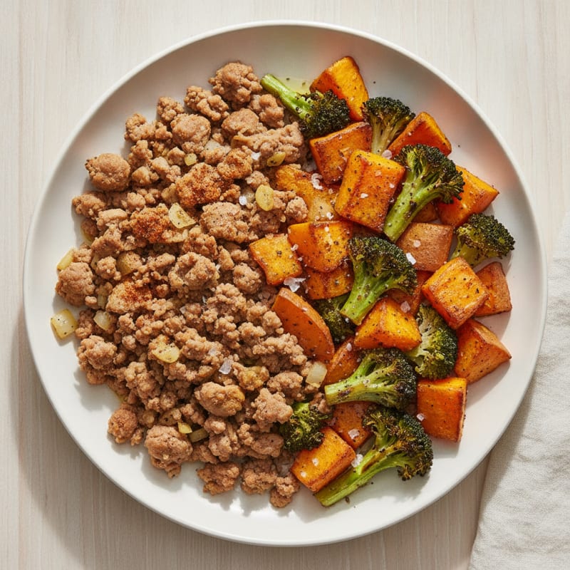 Ground Turkey with Roasted Sweet Potatoes