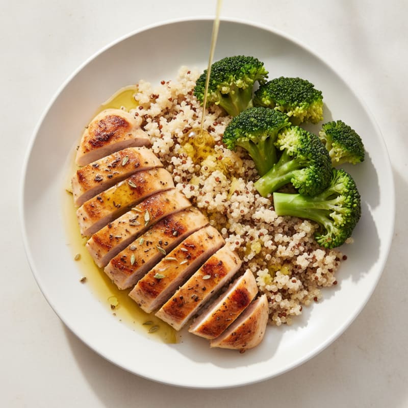 Grilled Chicken Breast with Quinoa and Steamed Broccoli