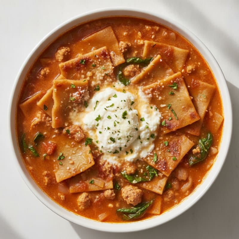 Hearty Lasagna Soup with Ricotta