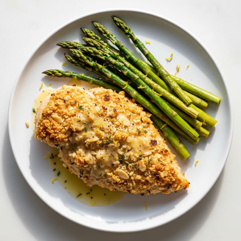 Crispy Lemon Herb Chicken with Roasted Asparagus