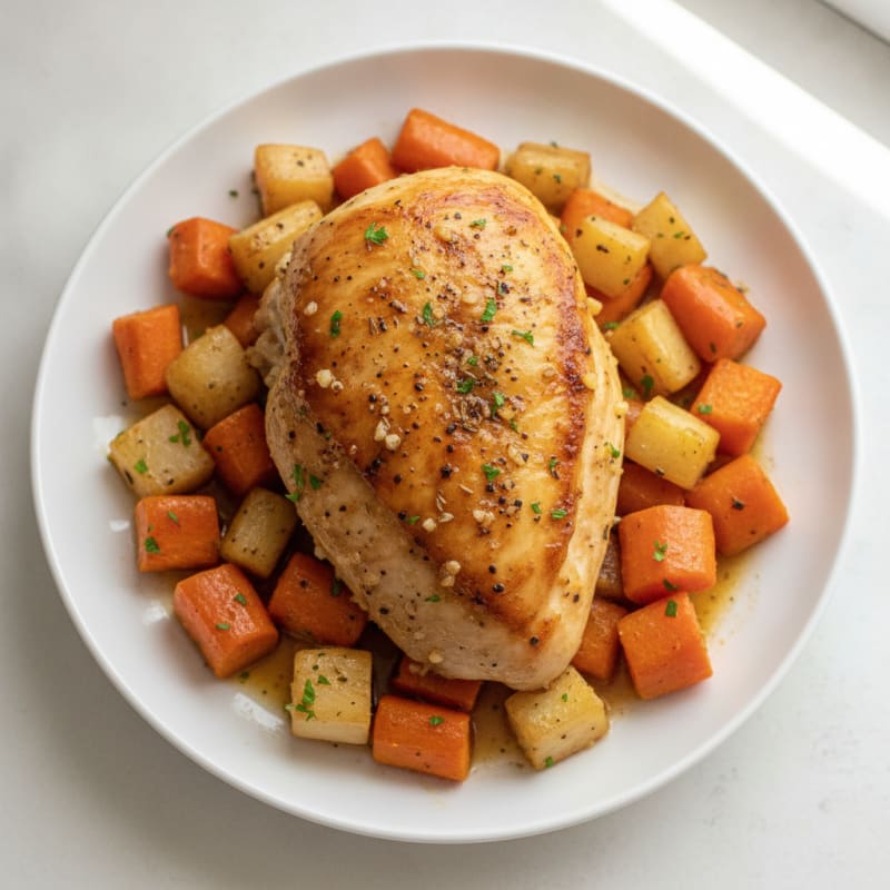 Garlic Herb Roasted Chicken with Root Vegetables