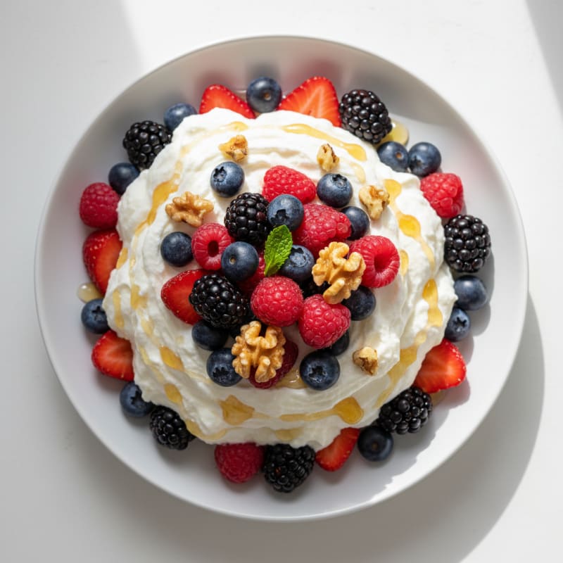 Greek Yogurt Protein Mousse with Mixed Berries