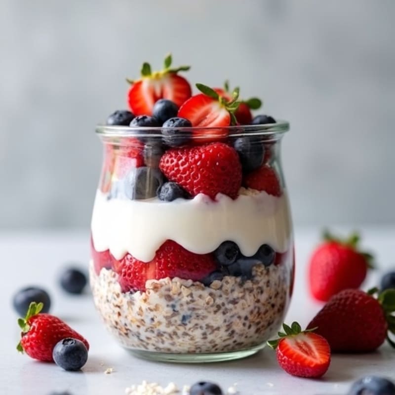 Overnight Protein Oats with Chia and Berries