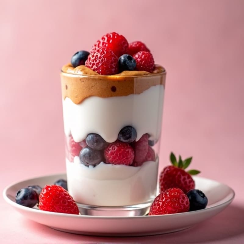 Greek Yogurt Protein Parfait with Mixed Berries and Almond Butter