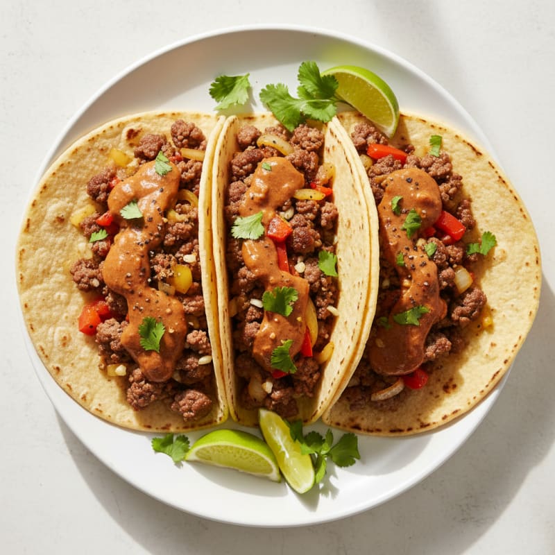 Ground Beef Tacos with Chipotle Crema