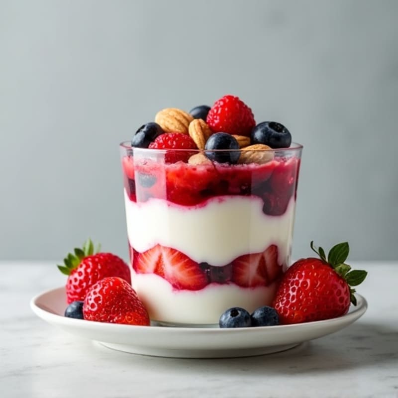 Greek Yogurt Protein Parfait with Mixed Berries and Almonds
