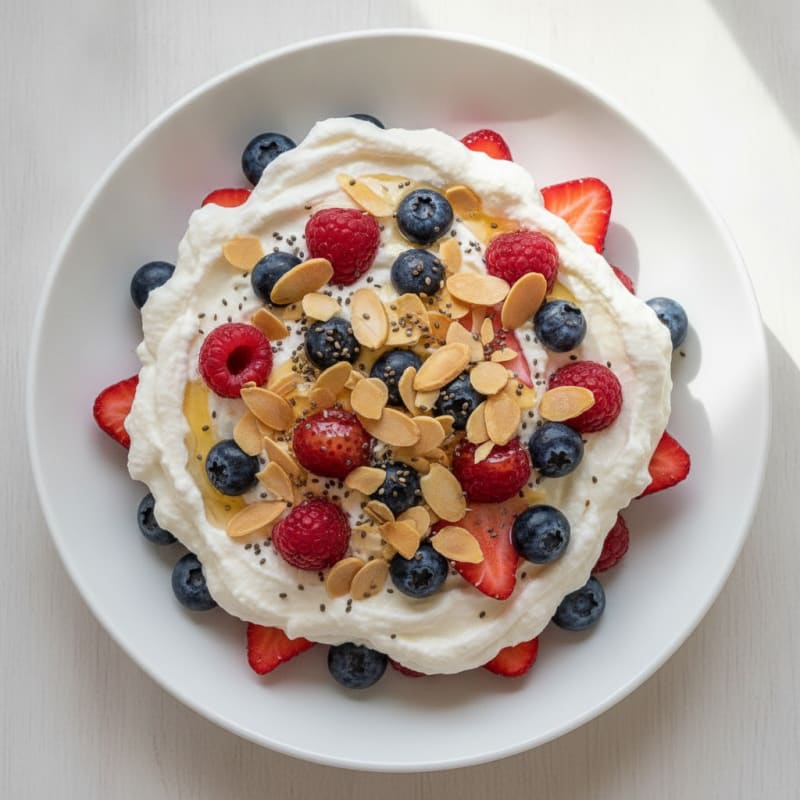 Greek Yogurt Protein Parfait with Mixed Berries and Almonds