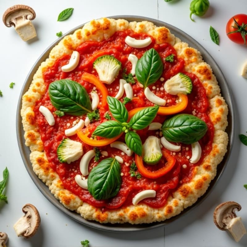 Crispy Cauliflower Crust Pizza with Fresh Vegetables