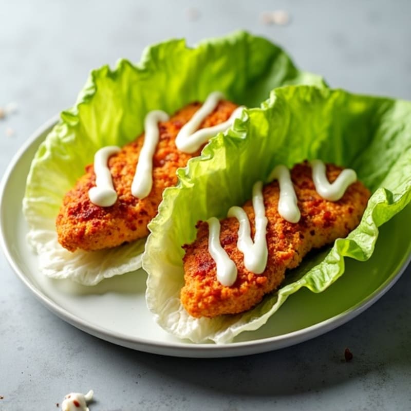 Crispy Buffalo Chicken Lettuce Wraps with Creamy Ranch