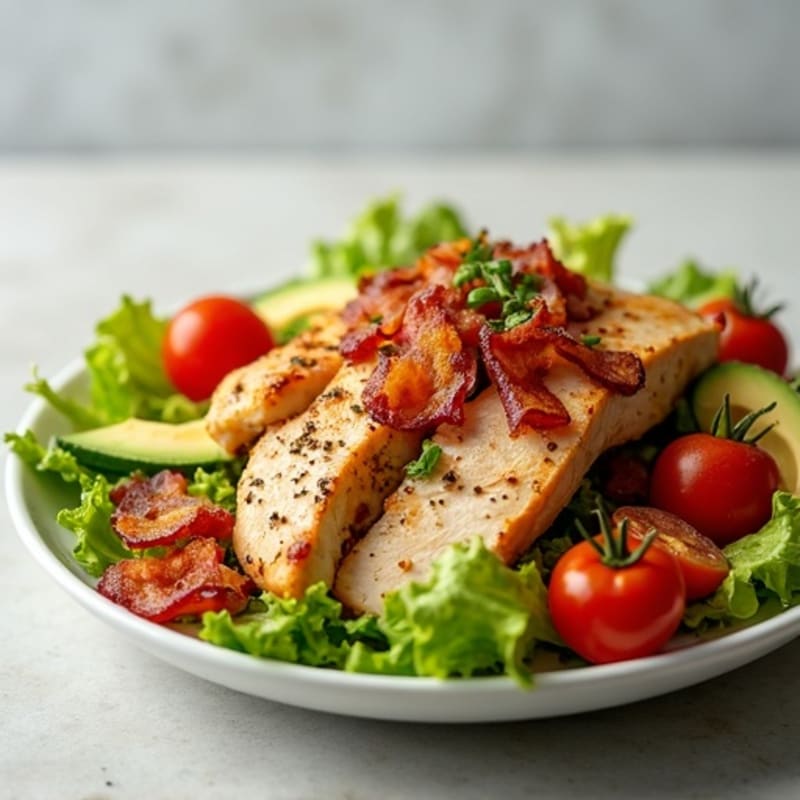 Grilled Chicken BLT Salad with Crispy Bacon and Creamy Avocado