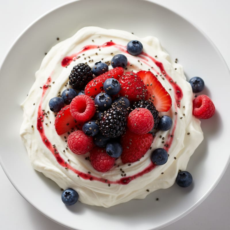 Greek Yogurt Protein Mousse with Mixed Berries