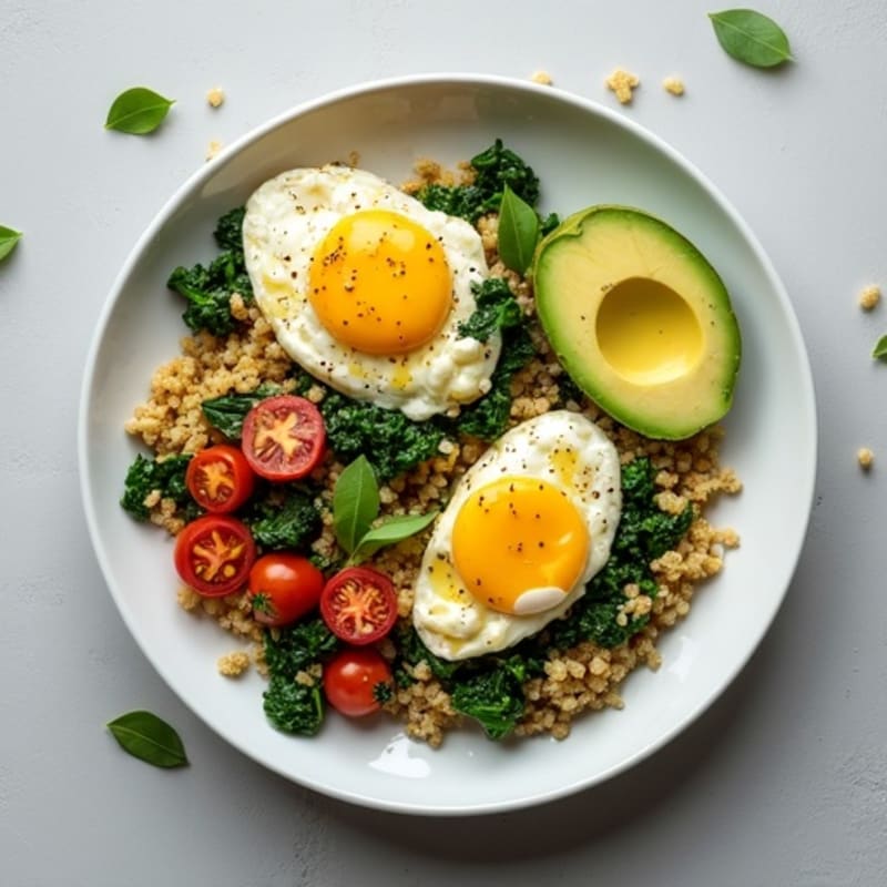 Egg White and Cottage Cheese Scramble with Spinach and Cherry Tomatoes