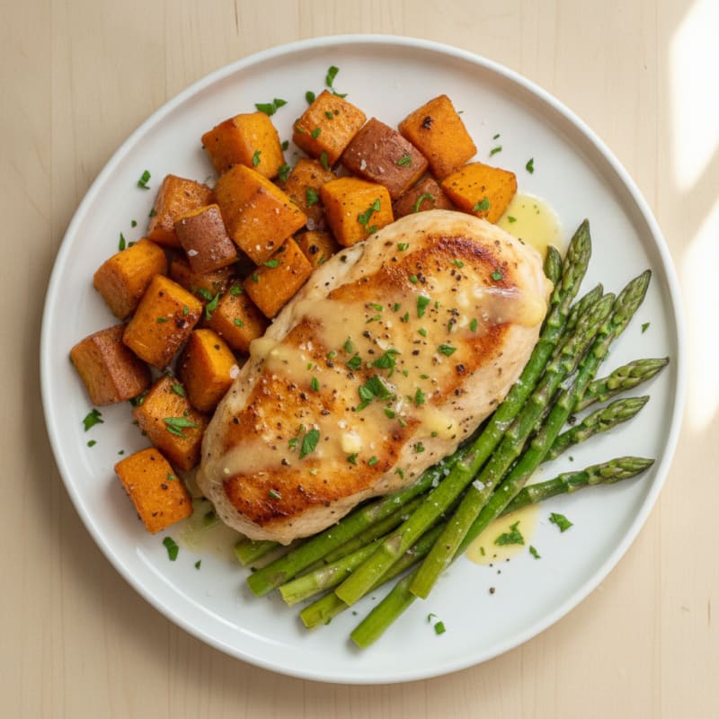 Lemon Herb Chicken with Roasted Sweet Potatoes