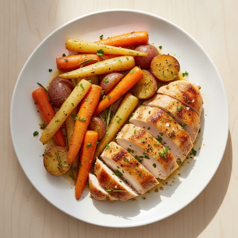 Garlic Herb Roasted Chicken with Root Vegetables