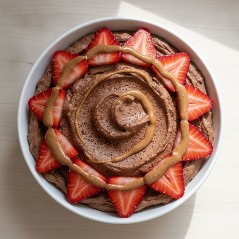 Silky Chocolate Protein Pudding with Fresh Strawberries