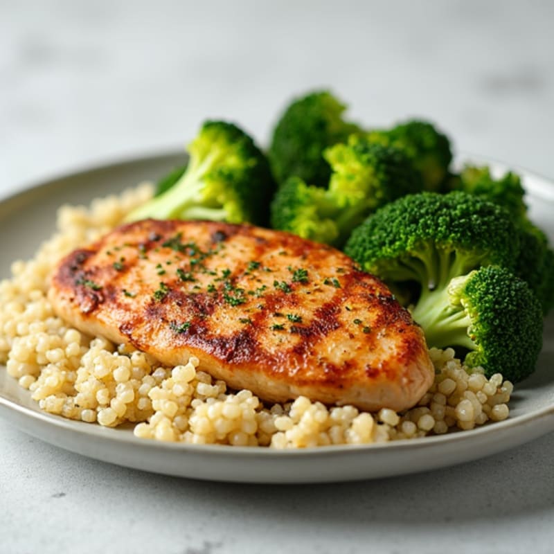 Grilled Chicken Breast with Quinoa and Steamed Broccoli