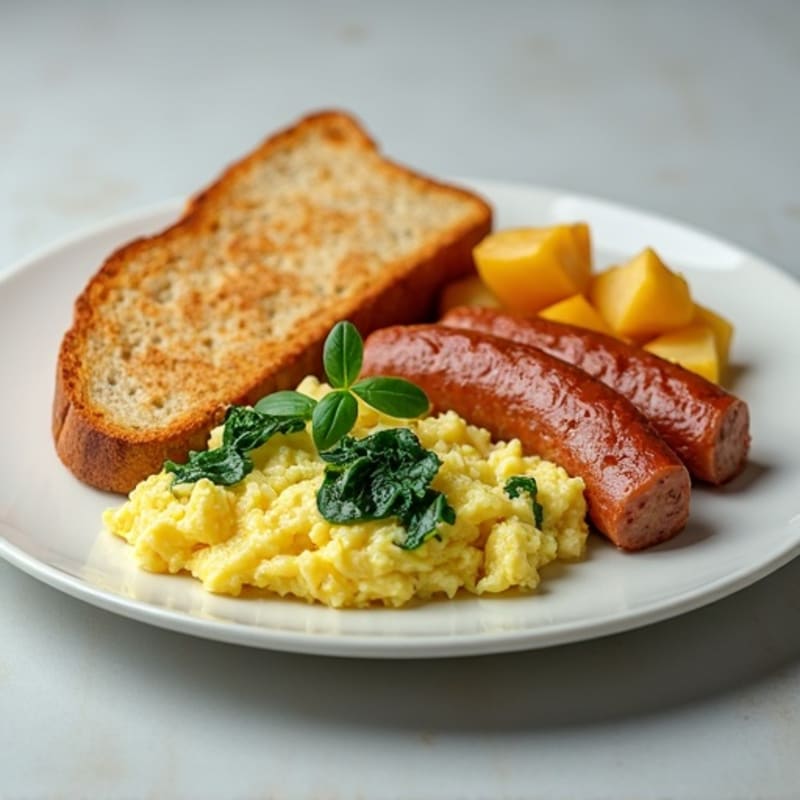 Egg White Scramble with Spinach and Turkey Sausage