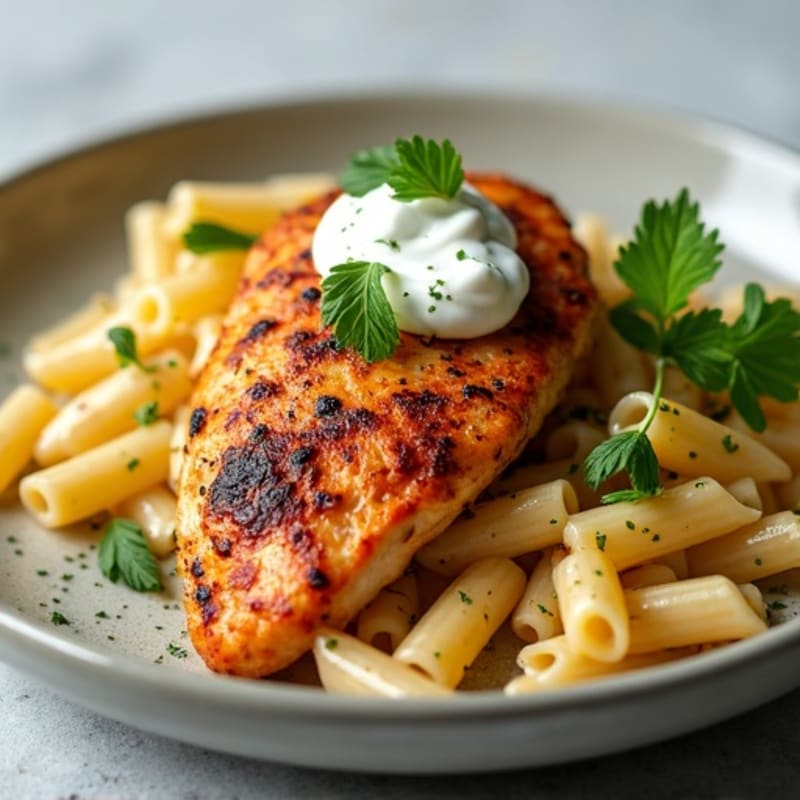 Spicy Blackened Chicken with Creamy Herb Pasta