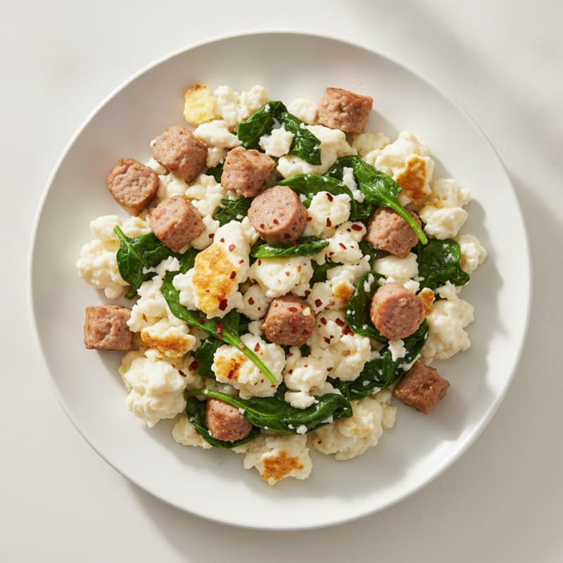 Egg White and Turkey Sausage Scramble with Spinach