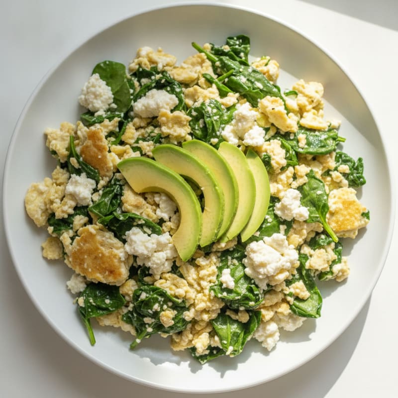 Egg White and Spinach Scramble with Cottage Cheese