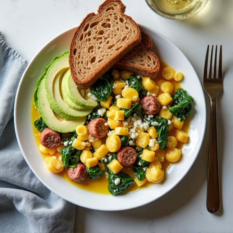Egg White and Turkey Sausage Scramble with Spinach