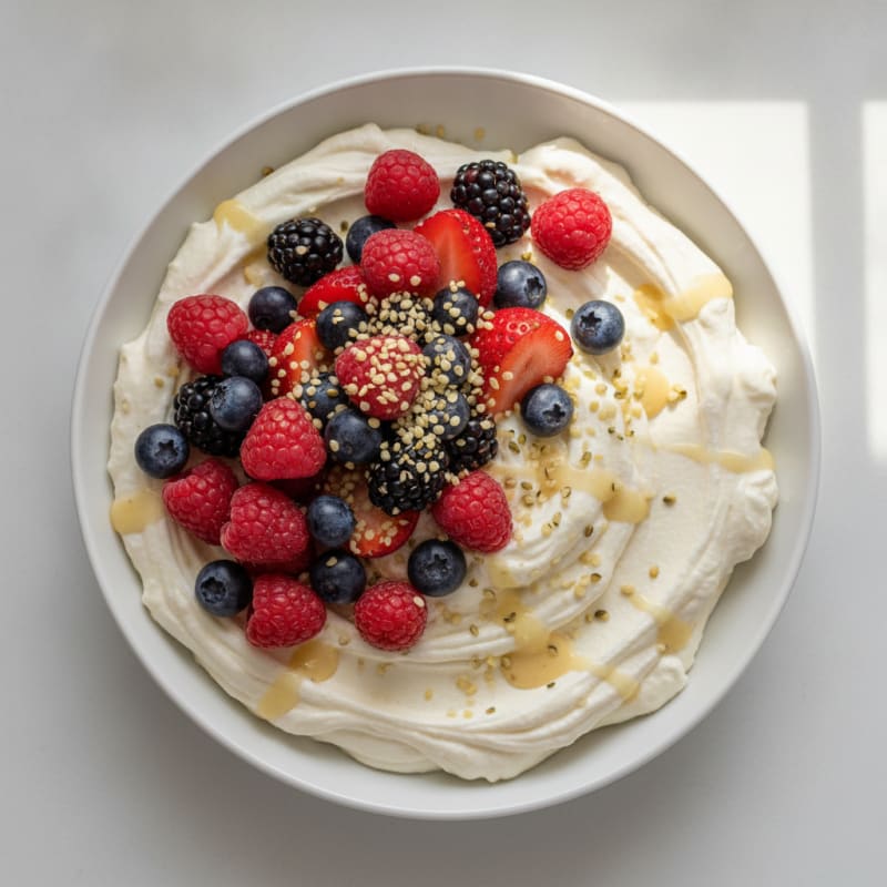 Greek Yogurt Protein Mousse with Mixed Berries