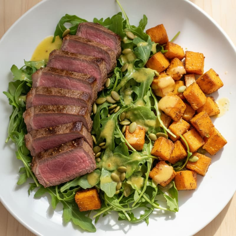 Seared Steak and Roasted Sweet Potato Salad with Lemon Vinaigrette