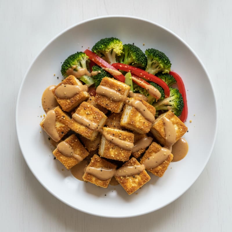Pan-Seared Tofu with Peanut Sauce