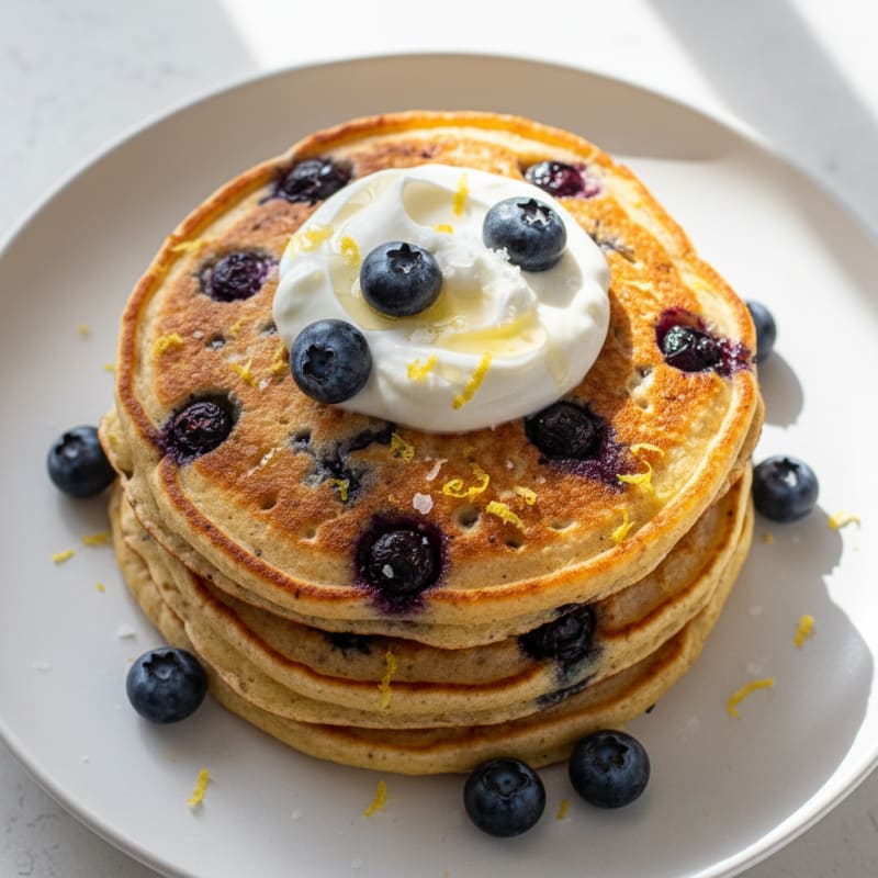 Blueberry Ricotta Pancakes with Lemon Zest
