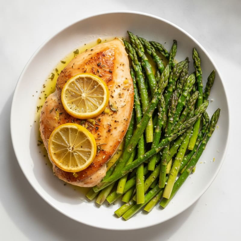 Lemon Herb Roasted Chicken with Asparagus