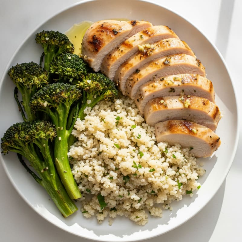 Grilled Turkey Breast with Quinoa and Roasted Broccoli