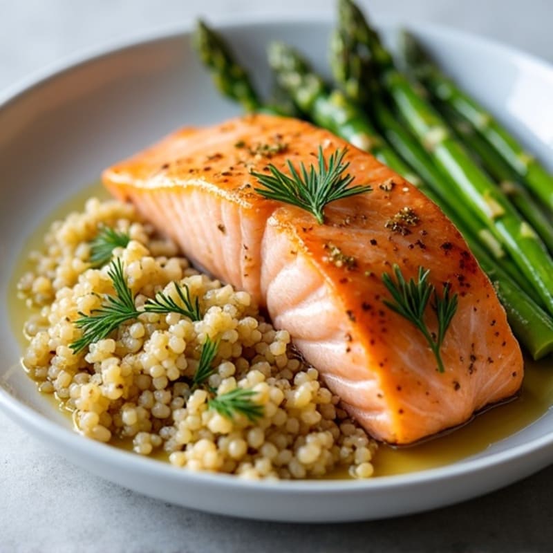 Lemon-Herb Roasted Salmon with Roasted Asparagus and Quinoa