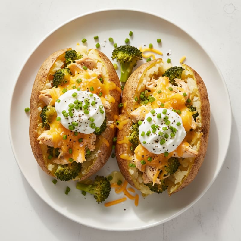Loaded Baked Potatoes with Broccoli and Cheddar