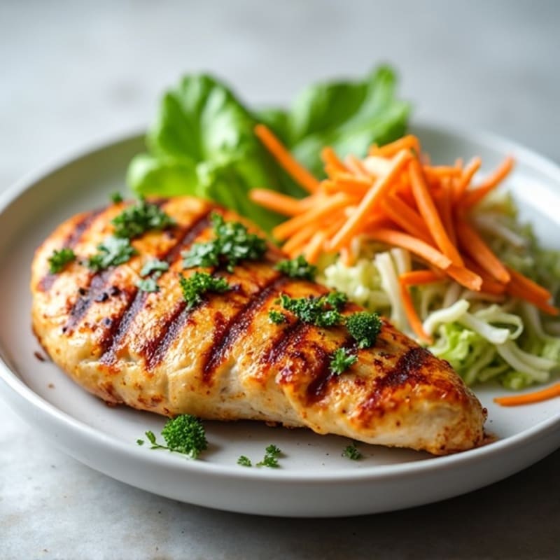 Grilled Chicken Breast with Crunchy Cabbage Slaw