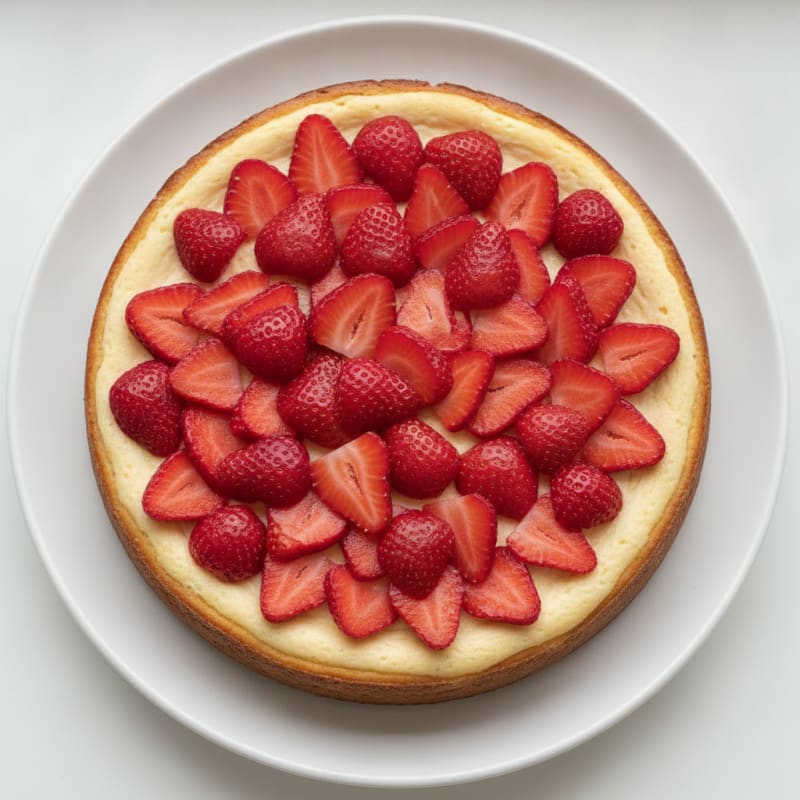 Silky Cottage Cheese Protein Cheesecake with Fresh Strawberries