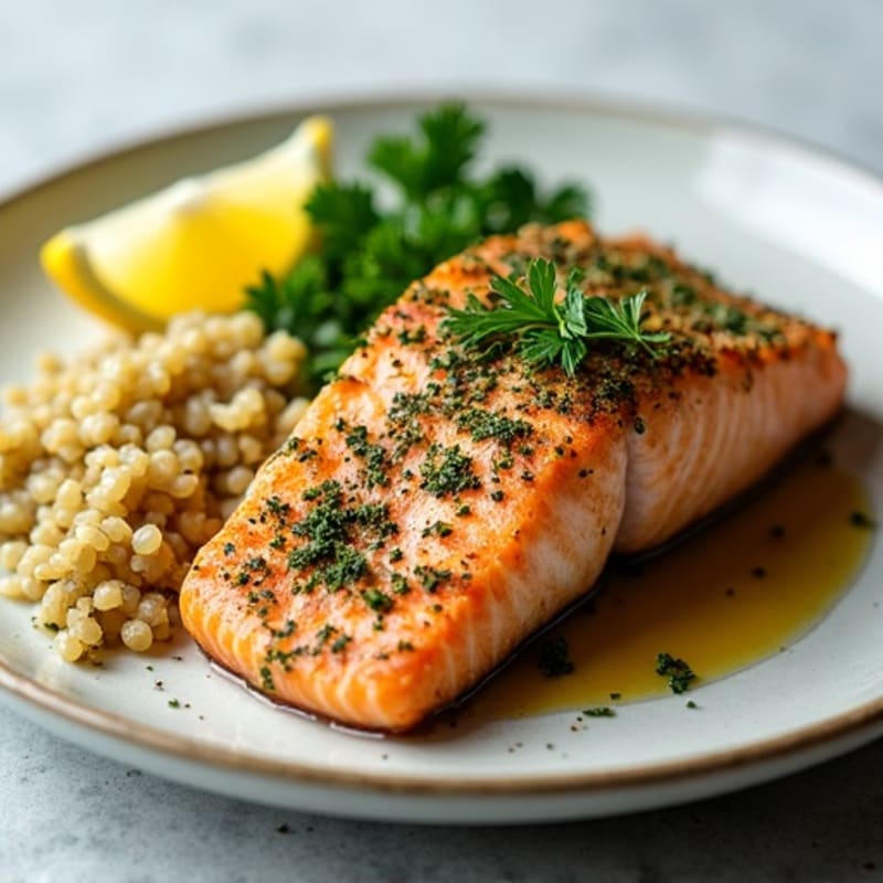 Herb-Crusted Pan Seared Salmon with Lemon