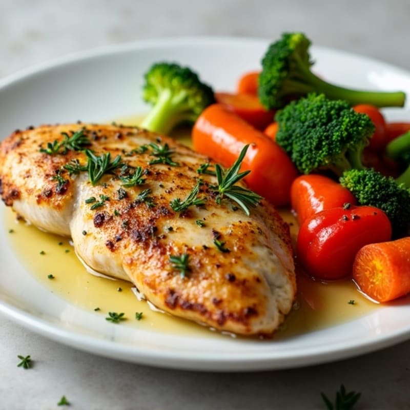 Herb-Crusted Pan Seared Chicken with Roasted Vegetables