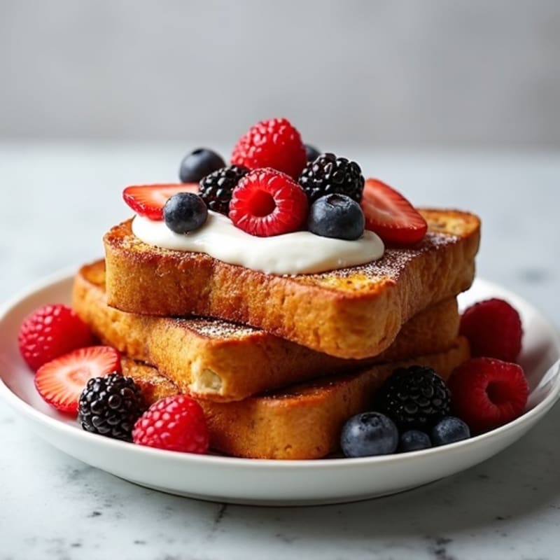 Fluffy High-Protein French Toast with Fresh Berries and Creamy Greek Yogurt