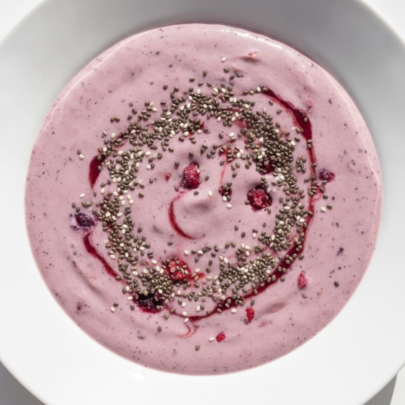 Silky Tofu Protein Smoothie with Chia and Berries