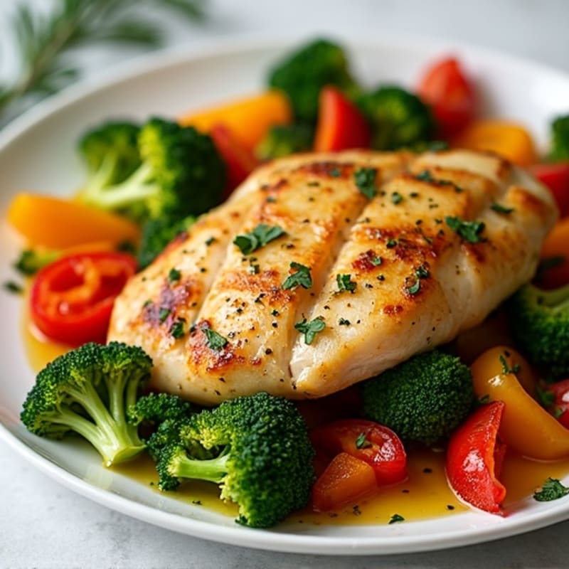 Sheet Pan Lemon Herb Chicken with Crispy Roasted Broccoli and Bell Peppers